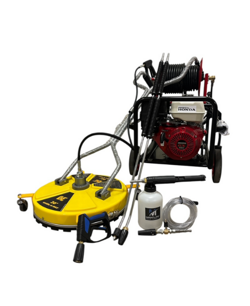 Honda GX390 Pressure Washer with Reel - Surface Cleaning Kit
