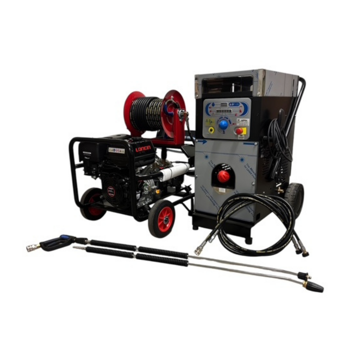 Loncin G420 Pressure Washer with Reel & Mazzoni HotBox System