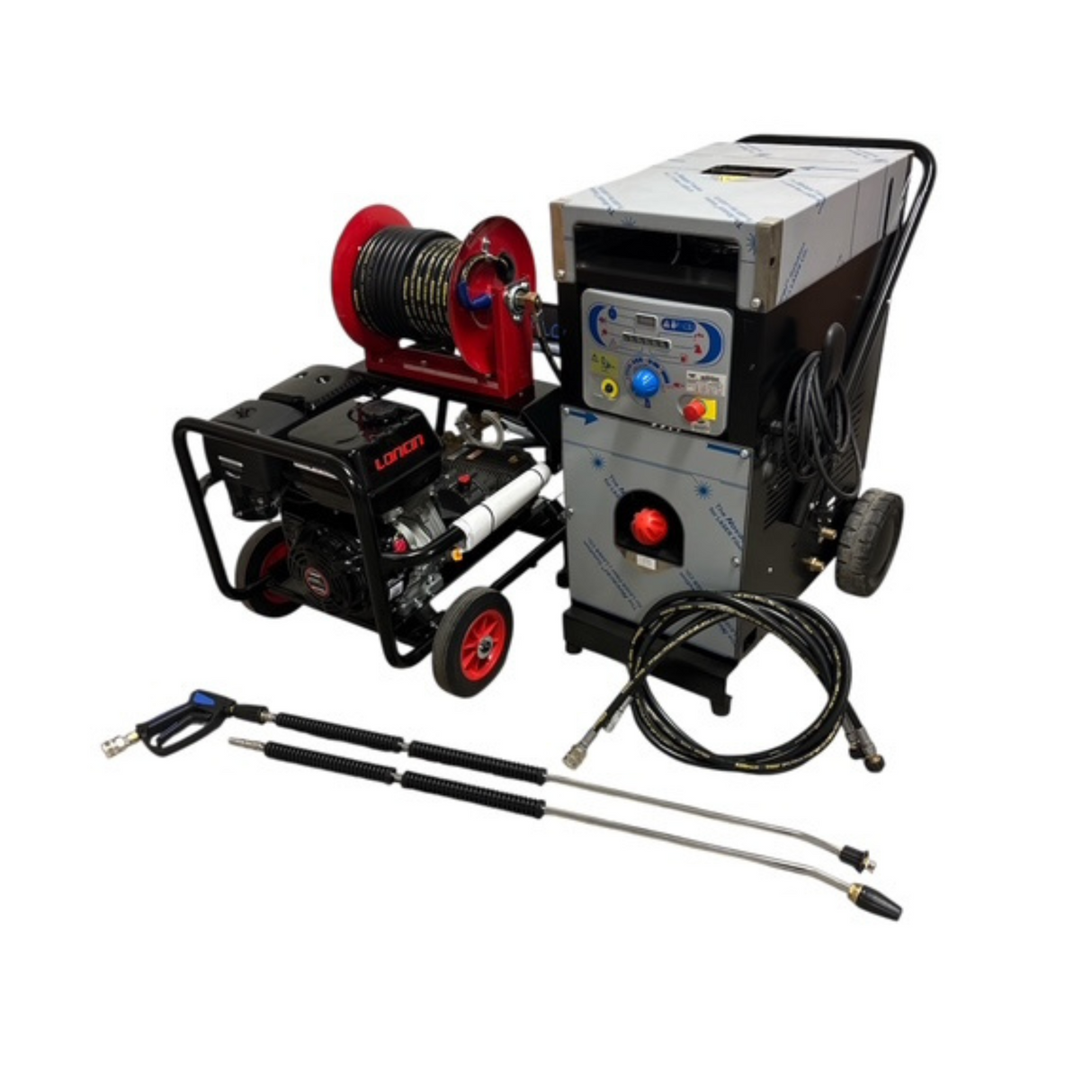 Loncin G420 Pressure Washer with Reel & Mazzoni HotBox System