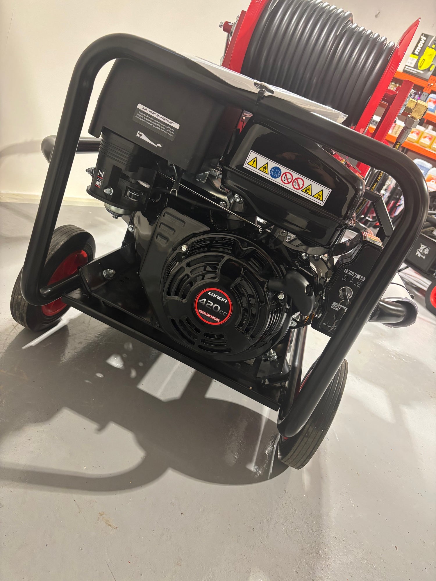 Loncin G420 24Lpm Electric Start Petrol Pressure Washer with Reel