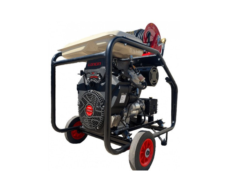 Loncin 764cc Twin Cylinder 33Lpm Industrial Pressure Washer with 40mtr Reel
