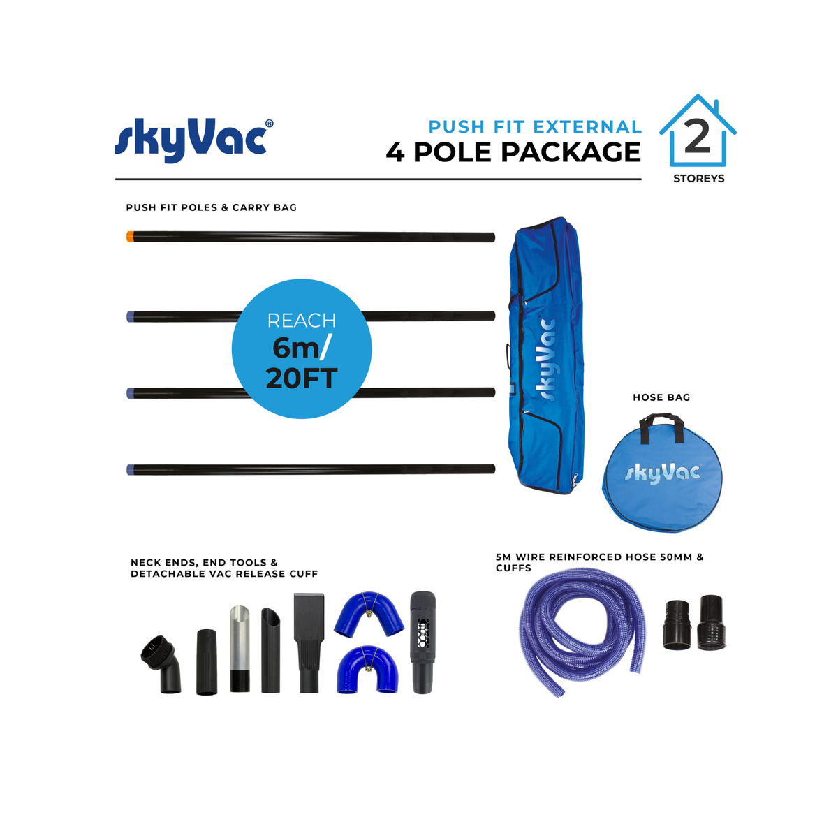 SkyVac Standard 44mm Push Fit Pole Package